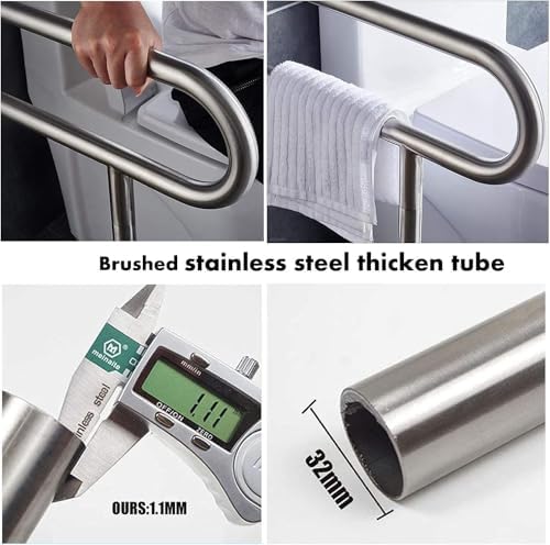 LacatohuuToilet Grab Bar with Leg 23.6inch,Anti-Slip Handicap Grab Bars Safety Rails,Stainless Steel Bathroom Support Rail for Seniors,Elderly,Pregnant,Disabled,Shower Grab Bars Supports 350lbs Load