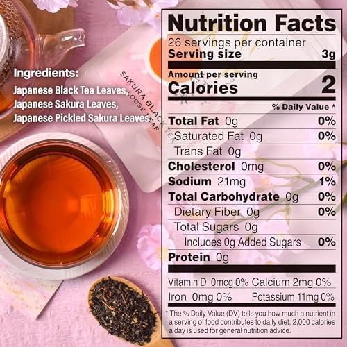 YAMASAN KYOTO UJI Sakura Black Tea Loose Leaf (80g) - Blending Benifuki and Japanese Sakura Cherry Blossom Leaves, Floral and Refreshing Wakocha