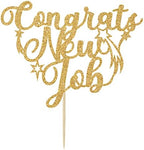 Congrats New Job Cake Topper, New Job Who Dis Cake Decor, Job Change/Farewell/Going Away Party Decorations Supplies Gold Glitter