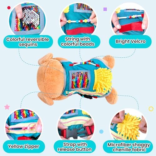 Fidget Blanket for Dementia, Fidget Dog Blanket for Elderly, Fidget Sensory Dog Blanket for Seniors with Alzheimer’s, Dementia Products for Elderly