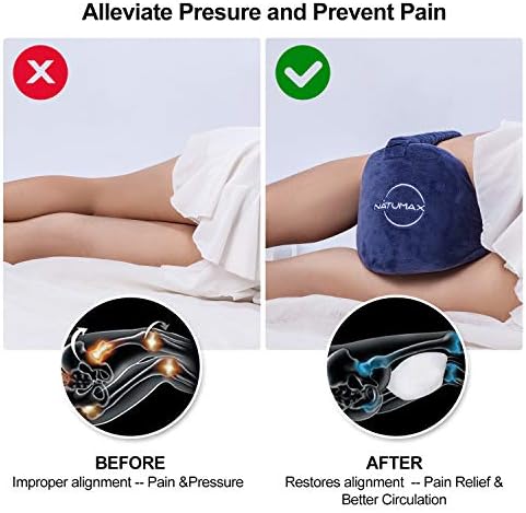 Knee Pillow for Side Sleepers - Relief from Sciatica Pain, Back/Leg Pain, Pregnancy, Hip and Joint Pain Memory Foam Leg Pillow + Free Sleep Mask and Ear Plugs