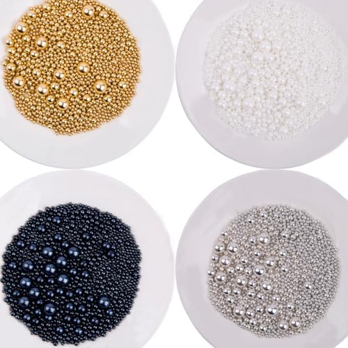 EPHVODI Sprinkles for Cake Decorations, Black Gold Silver and White Pearl Sugar Sprinkles for Cupcake Toppers Wedding Party Halloween Christmas Supplies
