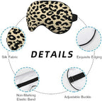 Leopard Eye Mask Sleeping Mask Animal Fur Patches Speckled Plaque Sleep Masks Silky Soft Eye Cover for Women Men Shading Blindfold for Air Travel Sleeping