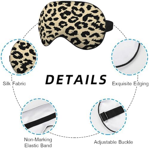 Leopard Eye Mask Sleeping Mask Animal Fur Patches Speckled Plaque Sleep Masks Silky Soft Eye Cover for Women Men Shading Blindfold for Air Travel Sleeping