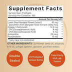 Lutein 40mg + Zeaxanthin 1,600mcg, 360 Softgels | 4-in-1 Formula with Astaxanthin, Omega-3 & Phospholipids | Marigold Flower Extract | Supports Eye, Brain & Vision Health | Non-GMO, Gluten Free