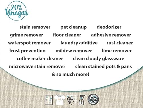 20% Professional Grade Concentrated Vinegar | Dilutes to 4 Gallons of Multipurpose Cleaning Vinegar | 4x Power Vinegar | Hundred's of Industrial & Home Uses