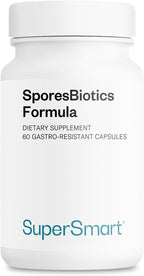 SuperSmart SporesBiotics Formula (Advanced Complex) - 3-in-1 Spore-Based Probiotics with Bacillus Clausii, Subtilis, Coagulans | Gluten Free & Vegetarian - 60 Gastro-Resistant Capsules