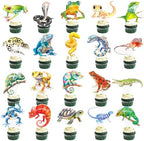 Reptile Party Cupcake Toppers 48Pcs Reptile Animals Theme Cake Decorations Reptile Lizard Cupcake Picks Swamp Reptile Birthday Party Supplies for Snake Turtle Frog Baby Shower Decor