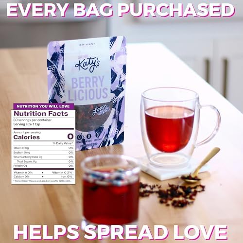 Katy’s Berry Loose Leaf Tea - Hibiscus, Blueberry & Cranberry - Fruity Herbal Tea, Caffeine-Free, Sugar-Free - Hot or Cold Brew Tea - 30+ Cups - Woman-Owned - 3oz Pouch