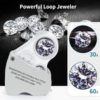 JARLINK 3 Pack Jewelers Loupe, 30X 60X 90X Illuminated Jewelers Eye Magnifier and Magnifying Glass Loop with UV Black Light and Bright LED Light for Gems, Jewelry, Diamond, Coins, Stamps
