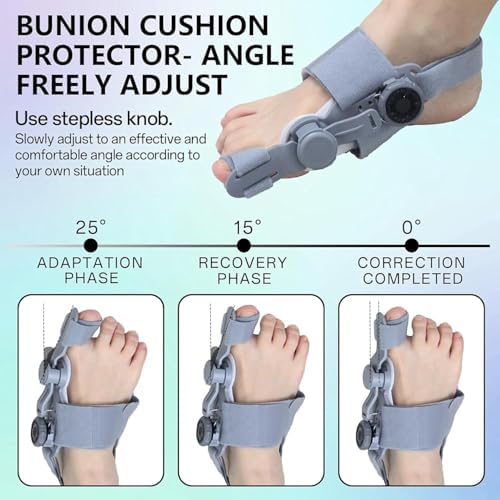 Axioms Bunion Corrector for Women – Adjustable Knob Toe Alignment & Relief Splint, Breathable Anti-Slip Bunion Brace & Straightener, Fits Left & Right Feet (Gray, 1 Pack)