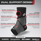 Sleeve Stars Ankle Brace for Women & Men, Ankle Wrap for Sprained Ankle, Compression Sleeve for Plantar Fasciitis Relief, Easy Customizable Support: w/Removable Strap (Single/S:9"-10"/Black)
