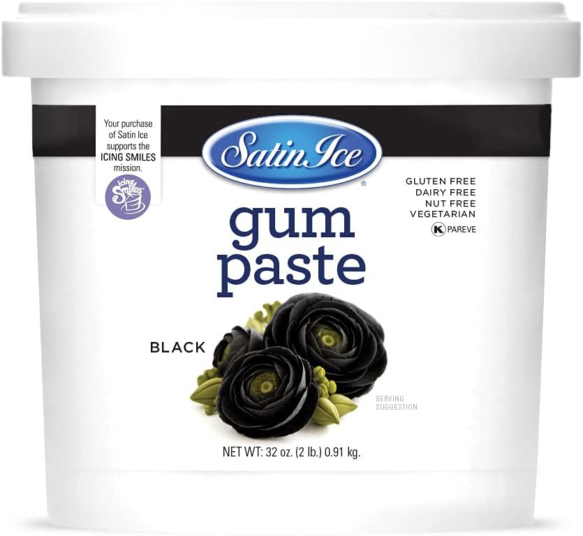 Satin Ice Gum Paste for Cake Decorating, Black (2 Pound)