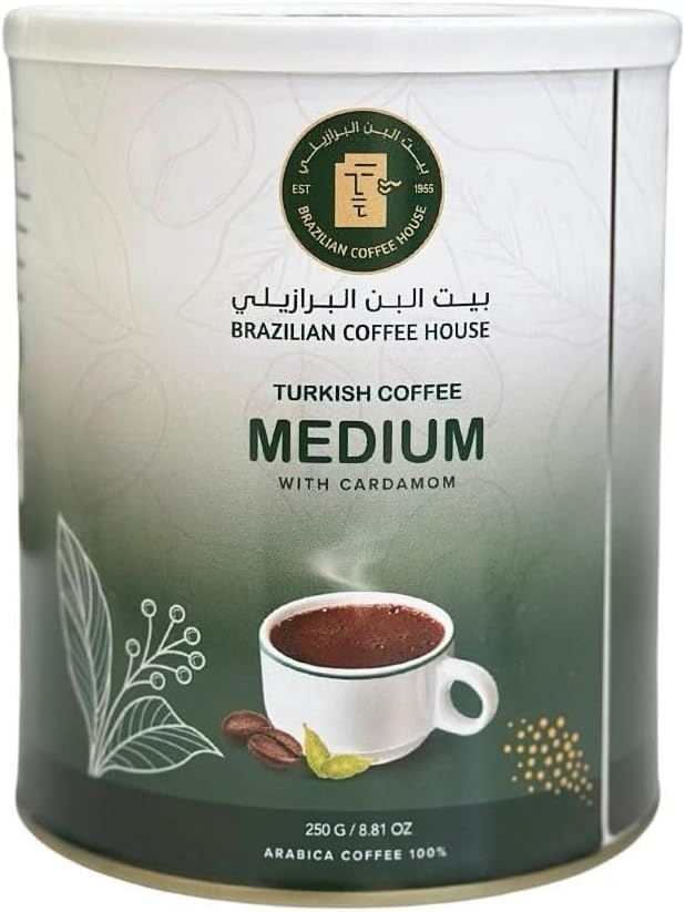Turkish Coffee with Cardamom, Medium Roast, Ground Arabica Coffee, 8.81 oz Can