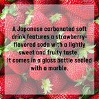 Ramune Japanese Marble Soda Strawberry Flavor, 6-pack carbonated soft drinks in glass bottles, classic Japanese fizzy beverage, fun marble bottle, imported from Japan