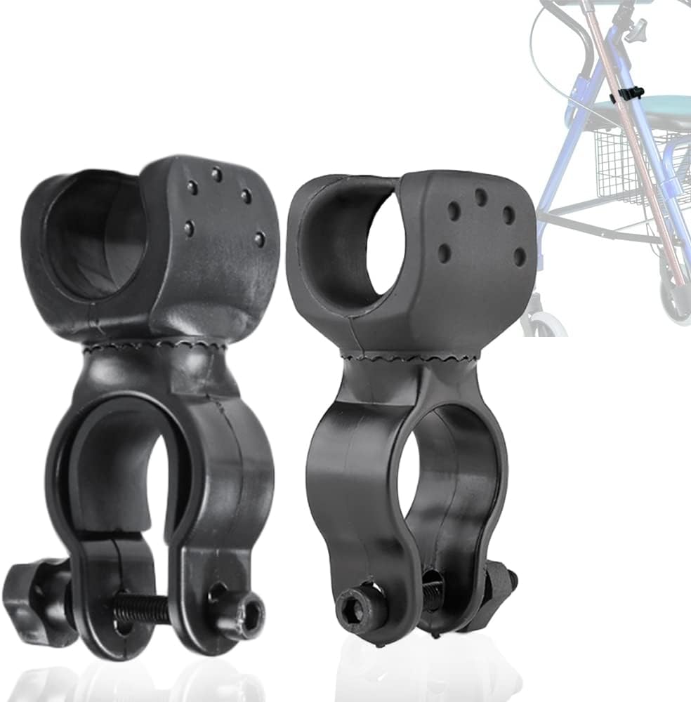 Cane Holder for Drive Rollator, Walker, Wheelchair - Universal Crutches Stick Bracket Accessories, 1.1" ID, 2 Pcs