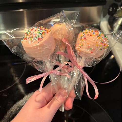200 pcs Clear 4" x 6" Flat Cello Cellophane Bags Poly Treat Bags 2.8 mils for Gift Wrapping, Bakery, Cookie, Candies, Toast, Dessert, Party Favors Packaging with Color Twist Ties,Heat Sealable Cookie Bags