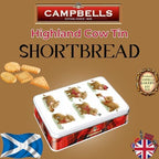 Campbells Shortbread Cute Highland Cow Assorted Cookies Tin 5.3 Oz (150g) - Pure Butter Scottish Shortbread Cookies from Scotland, British Tea Biscuits & Snacks, Cookie Assortment Gift Tin