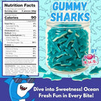 Blue Gummy Sharks - 1/2 Pound Bag | Chewy Fruity Candy | Ocean Themed Shark Gummies for Parties & Snacks | Blue Raspberry Shark Candy | Beach & Under the Sea Party Treats (8oz)