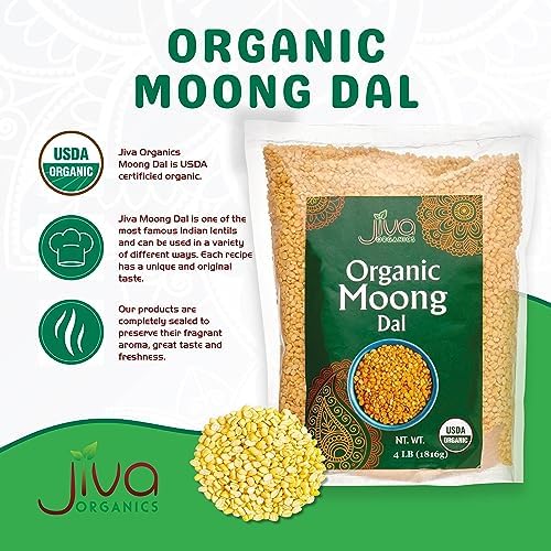 Jiva USDA Organic Moong Dal Yellow - 4 Pound (Split Mung Beans Washed)