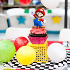 25Pcs Mario Cake Decorations with 24pcs Cupcake Toppers, 1pcs Big Cake Topper for Mario Birthday Party Supplies