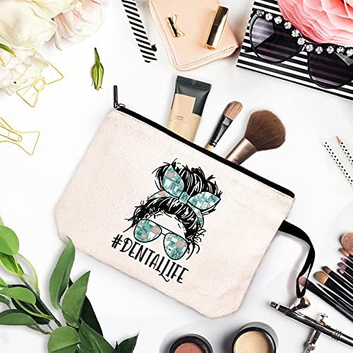 Dental Life Funny Dentists Cosmetic Bag, for Travel Toiletry Zipper Storage Pouch Makeup Bag, Dentists Gifts, For Women Dental Hygienist Makeup Bag, Dental Hygienist Gifts, Dental Assistant Gifts