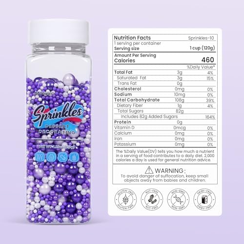 Purple Sprinkles for Cake Decorating, Pearl Sprinkles, Edible Pearls, Cake Pearls for Baby Showers, Weddings, Birthdays, Gender Reveal, Halloween(120g/4.23oz)