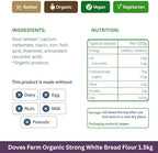 Doves Farm Organic Strong White Bread Flour 3.3 lb (1.5 kg) - High Protein British Baking Flour for Bread, Rolls and Sourdoughs | Kosher Certified & Vegan Friendly | Authentic UK Import