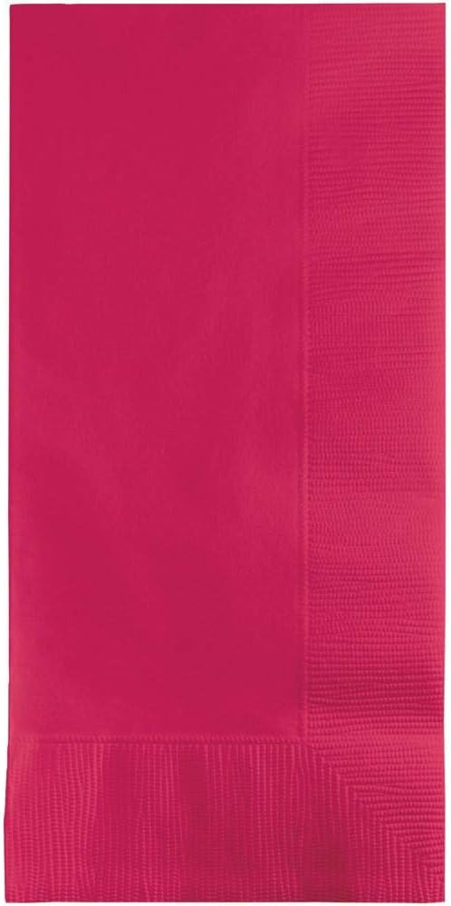 Creative Converting Touch of Color 2-Ply 50 Count Paper Dinner Napkins, Hot Magenta , 7.5" x 4.25" - 67177B