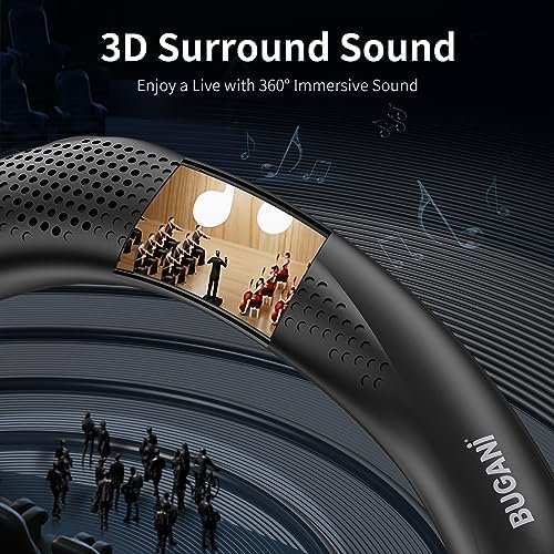 Neckband Speaker, BUGANI Wireless Neck Bluetooth Speaker True 3D Stereo Sound, Lightweight Personal Body Sport Speakers with 24H Playtime