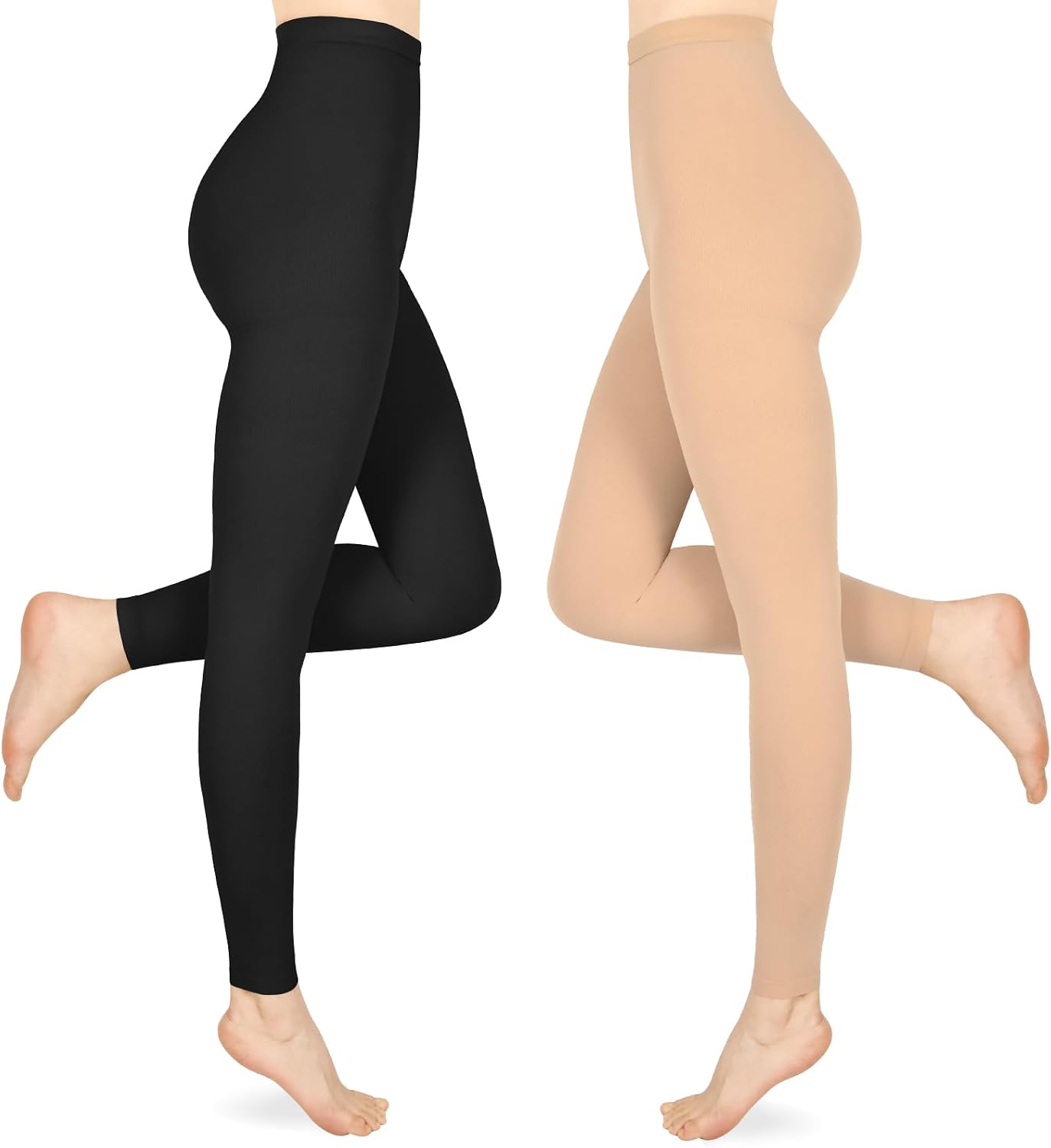 Compression Pantyhose for Women & Men, 2 Pairs 15-20mmHg Medical Graduated Compression Stockings Leggings