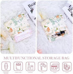 DGAZ Sanitary Napkin Storage Bag, Period Bag for Teen Aged Girls, Portable Period Bag for Panty Liners/Menstrual Cup/Small Tampons，Mini Makeup Bag for Purse(Orchid Grass)