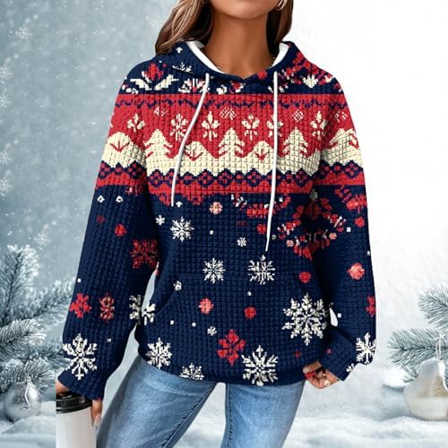 domirica Christmas Hoodie for Women Graphic Hooded Sweatshirt Comfy Casual Long Sleeve Loose Fit Trendy Tops