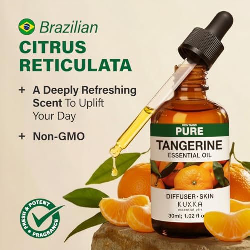 100% Pure Tangerine Oil - 1 Fl Oz Tangerine Essential Oil for Hair, Skin, Diffuser, Aromatherapy & DIY Soap Making Scent