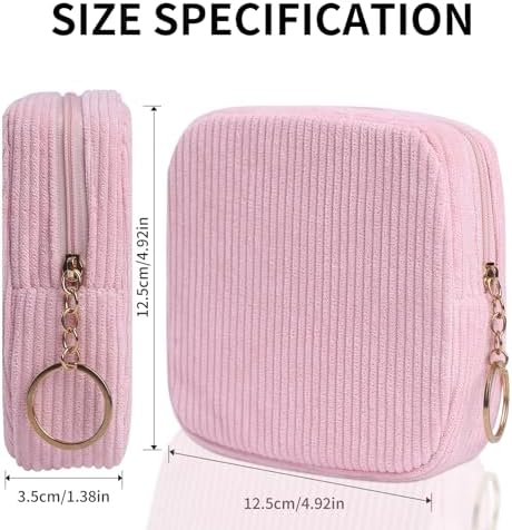 Sanitary Napkin Storage Bag, Preppy Corduroy Period Bag for Women, Cute Portable Period Pouch with Zipper, Sanitary Pads Bag Tampons Holder for Purse, First Period for Women Ladies