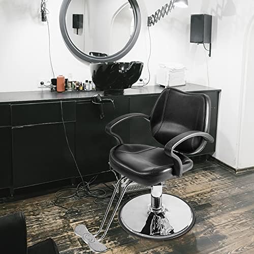 Winado Beauty Salon Barber Chair with 6'' Adjustable Seat Height & 360 Degree Rolling, Supports up to 330 lbs Heavy Duty Hydraulic Salon Chair for Men and Women Hair Stylists, Black