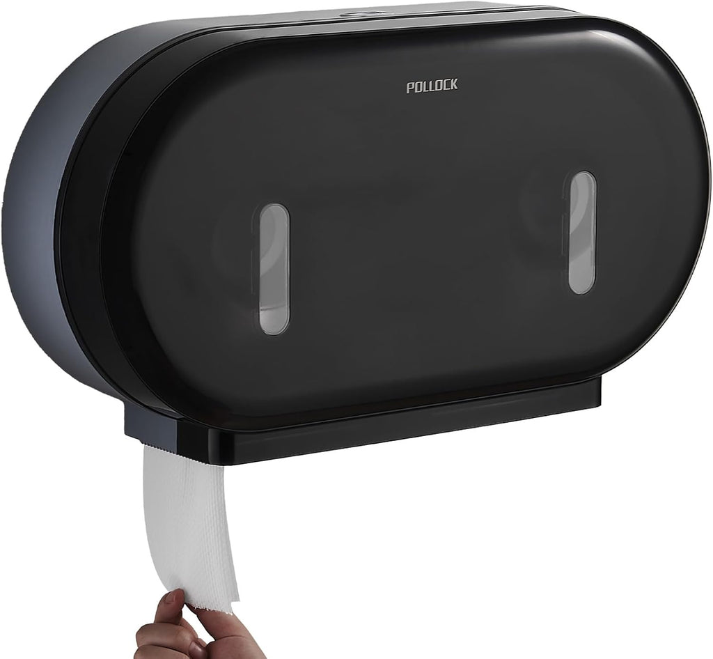 Commercial Twin Jumbo Toilet Tissue Dispenser, 9” Double Toilet Paper Roll Holder Wall Mount, Industrial Tissue Dispenser with Key Lock,Tissue Holder with Dual Dispenser for Bathroom,Office,School