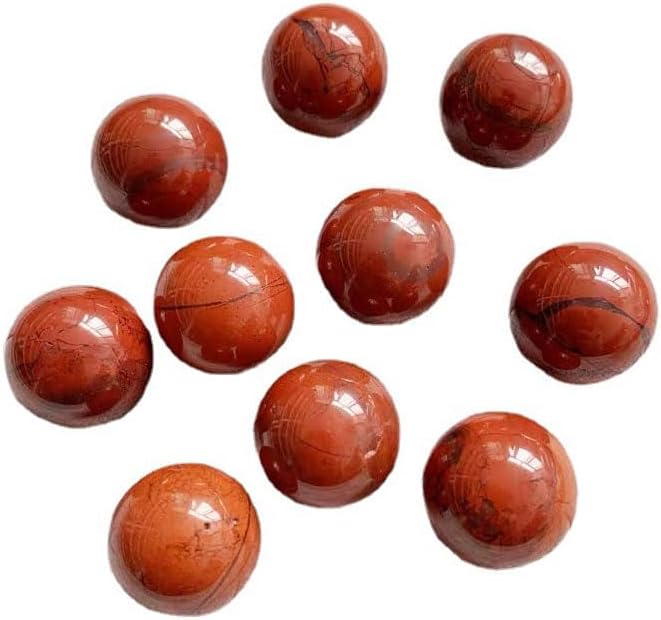 Natural Red Jasper Healing Crystal Sphere Balls Quartz Gemstones Small Size Pack of 10 for Healing, Reiki, Home Office Decoration, Jewelry Making (Red Crystal, 0.7"-0.78")