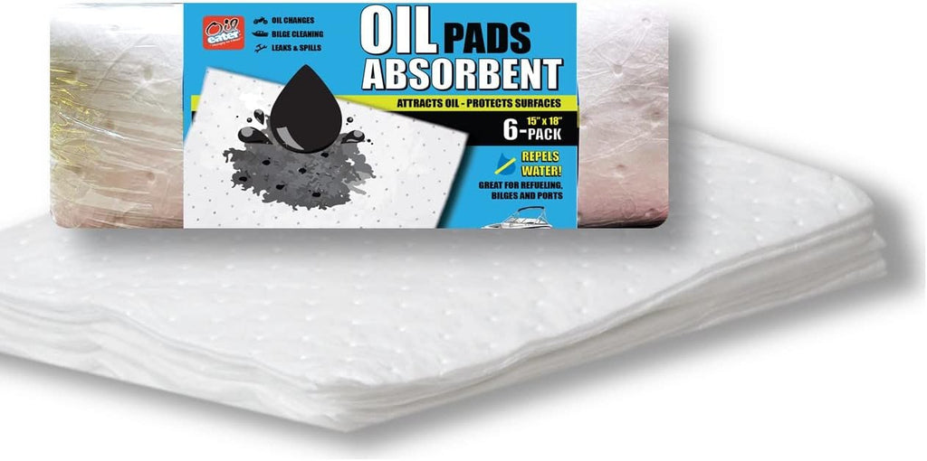 Oil Eater Oil Only Absorbent Pads - for Bilges, Boats, Vehicles and Tools - 6 Pack, White, 15" x 18" (AOA-BPH006-WHITE)