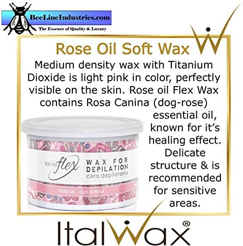 ItalWax Rose Oil Flex Liposoluble Transparent Wax Soft Strip Wax 14 oz.