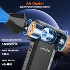 JVSCAM X3 Compressed Air Duster - Electric Air Duster with Brushless Motor,3 Gear Adjustable - Mini Air Blower- Rechargeable Air Duster for PC, Keyboard, Car,Outdoors,Home,Snow and Leaves Clearing
