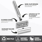 Safety Razor for Men & Women with 10 Double Edge Safety Razor Blades Reusable Double Edge Razor Single Blade Razors for Women & Men Kit Gift Metal Razors Stainless
