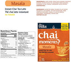 Tea India Chai Moments Masala Chai Tea Instant Latte Mix Flavorful Blend Of Premium Black Tea & Natural Ingredients Traditional Indian Caffeinated Tea Individually wrapped 10 Sachets