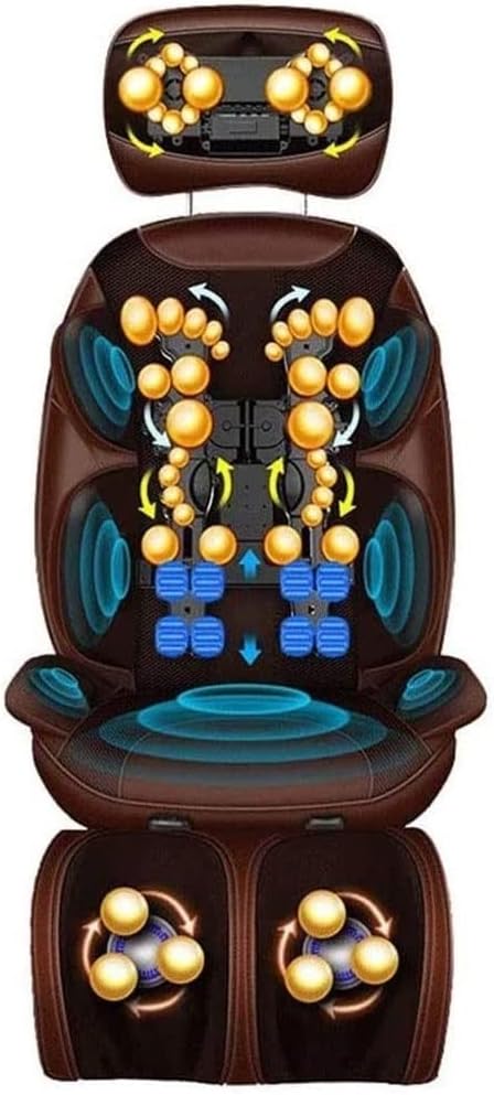 Back and Neck Massager with Heat, Vibrating Massage Seat Cushion, Electric Body Massager Helps Relieve Stress and Fatigue for Neck (Brown)