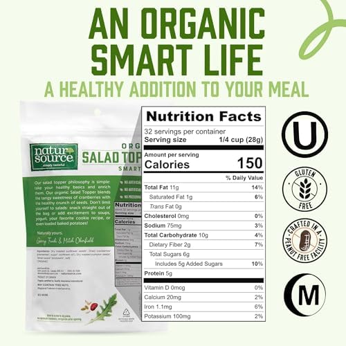 naturSource Organic Salad Topper - Salad Toppings, Salad Mix, Salad Toppers Seeds and Cranberries, Crunchy, Mixed Seeds for Salad, Oatmeal or Yogurt, Gluten Free, Organic - 32 Oz (2 Lb) (Pack of 2)