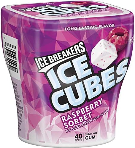 Ice Breakers Ice Cubes Sugar Free Gum with Xylitol, Raspberry Sorbet, 40 Piece (Pack of 4)