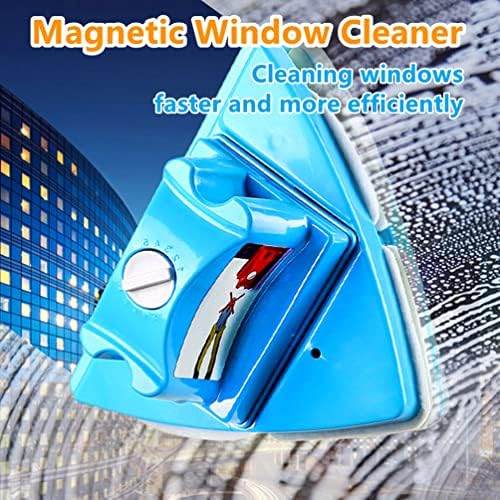 Double-Sided Window Cleaner Glass Wiper Magnetic Cleaning Tools, 5-Gears Adjustable Magnetic Glider Washing Brush Tools, for High-Rise Double Thick Glazed Windows Thickness 0.3"-1" (Blue)