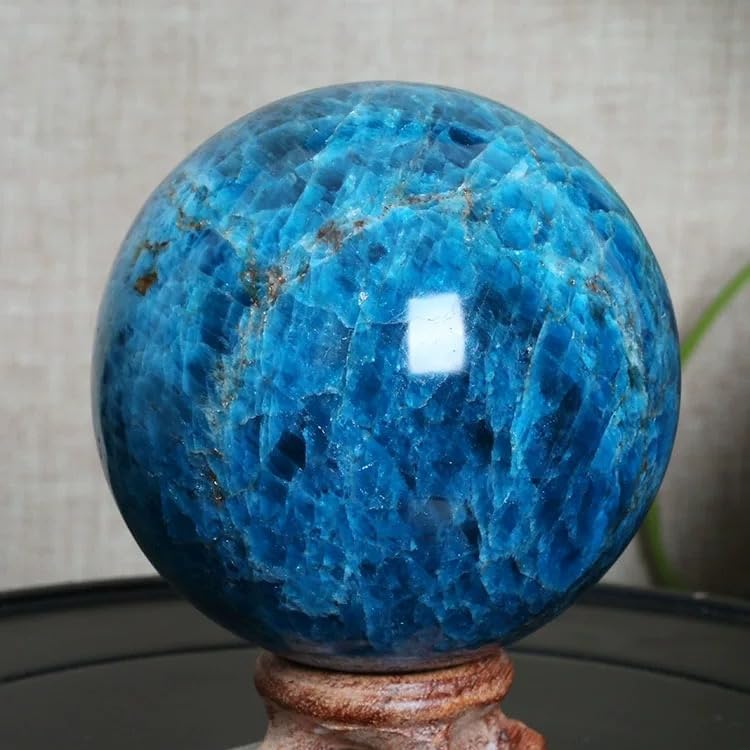Blue Apatite Crystal Ball - Quartz Crystal Sphere - Polished Blue Apatite Stone Ball Decor Orb for Meditation & Feng Shui Office Decor, Protection and Energy Cleansing (40-50mm)
