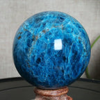 Blue Apatite Crystal Ball - Quartz Crystal Sphere - Polished Blue Apatite Stone Ball Decor Orb for Meditation & Feng Shui Office Decor, Protection and Energy Cleansing (90-100mm)
