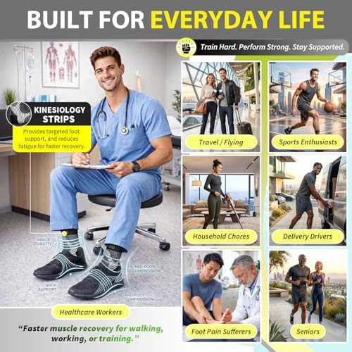 BLITZU Compression Socks for Plantar Fasciitis, Achilles Tendonitis, Arthritis Relief, Ankle Brace Compression Sleeve with Foot Arch Support, Ankle Wrap for Women, Men, Swelling & Heel Pain Nude S-M
